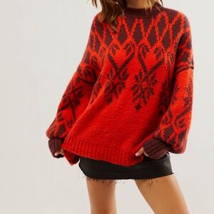 Free People Fireside Tunic XS Decadent Red NWT